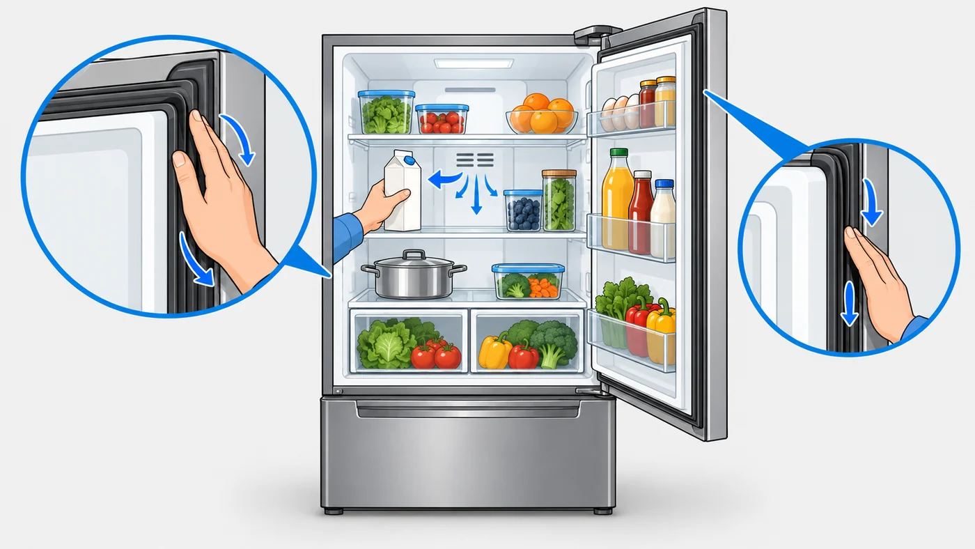 Проверьте уплотнитель двери и освободите вентиляционные отверстия от продуктов
